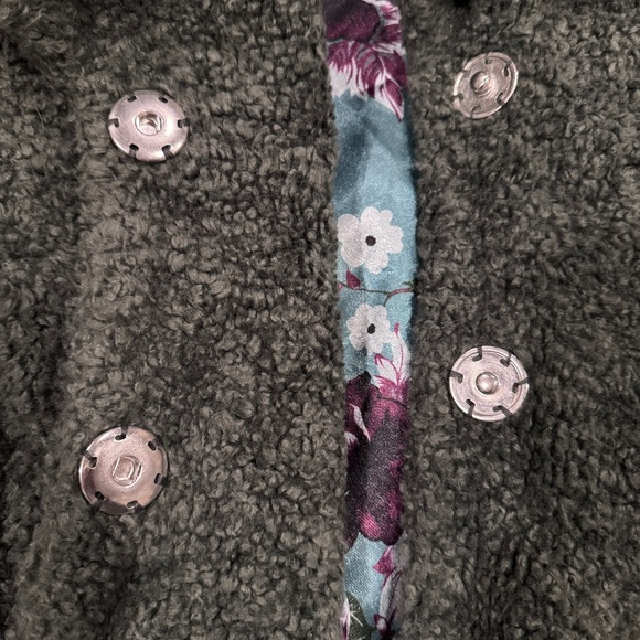 Kensie Faux Shearling Moto Teddy Jacket Sage Forest Green Sz Med Snap Closure - Picture 7 of 11